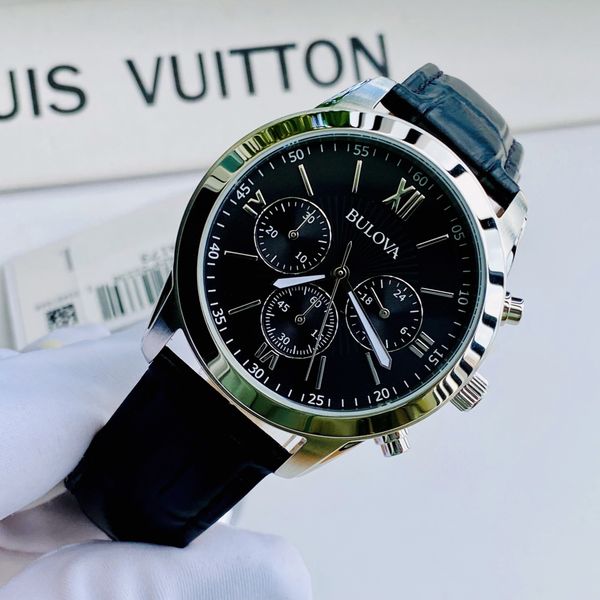 đồng Hồ 96a173 Đồng Hồ Nam BULOVA 96A162 Chronograph Black Leather