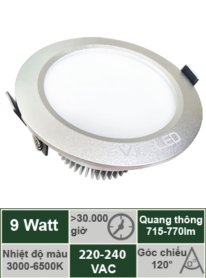 Đèn downlight CAO CẤP 9W Vinaled