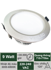 Đèn downlight CAO CẤP 9W Vinaled