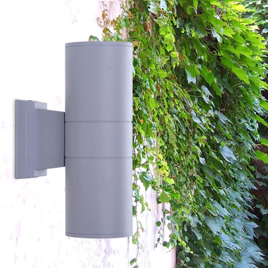 Đèn tường Led hiện đại ngoài trời  kiểu trụ màu xám, hắt 2 đầu VNT-370X