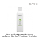 Nước cân bằng kiểm soát bã nhờn cho da dầu mụn Babe Stop AKN Astringent Tonic Lotion Sebum-Regulating And Mattifying 250ml