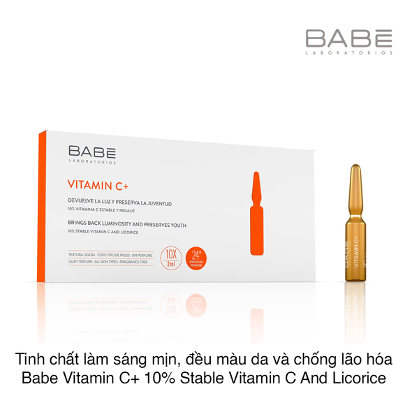 Tinh chất làm sáng mịn, đều màu da và chống lão hóa Babe Vitamin C+ 10% Stable Vitamin C And Licorice (2ml x 10 ống)