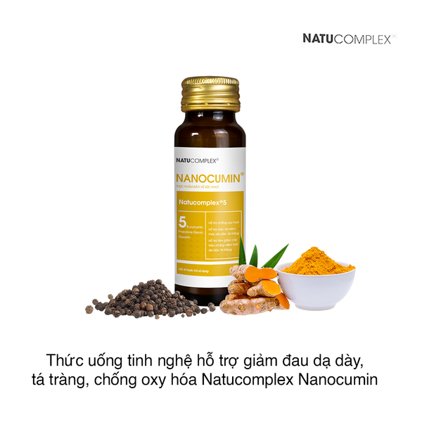 Thức uống tinh nghệ hỗ trợ giảm đau dạ dày, tá tràng, chống oxy hóa Natucomplex Nanocumin (50ml x 4 chai) (Hộp)