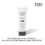 Kem chống nắng có màu, dưỡng ẩm, phục hồi da TiZO AM Replenish Lightly Tinted Moisturizing Mineral Sunscreen SPF40 50g (Hộp)