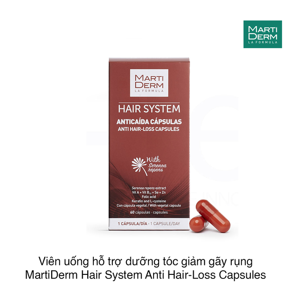 Viên uống hỗ trợ dưỡng tóc giảm gãy rụng MartiDerm Hair System Anti Hair-Loss Capsules (60 viên)
