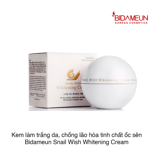 Kem làm trắng da, chống lão hóa tinh chất ốc sên Bidameun Snail Wish Whitening Cream 50ml