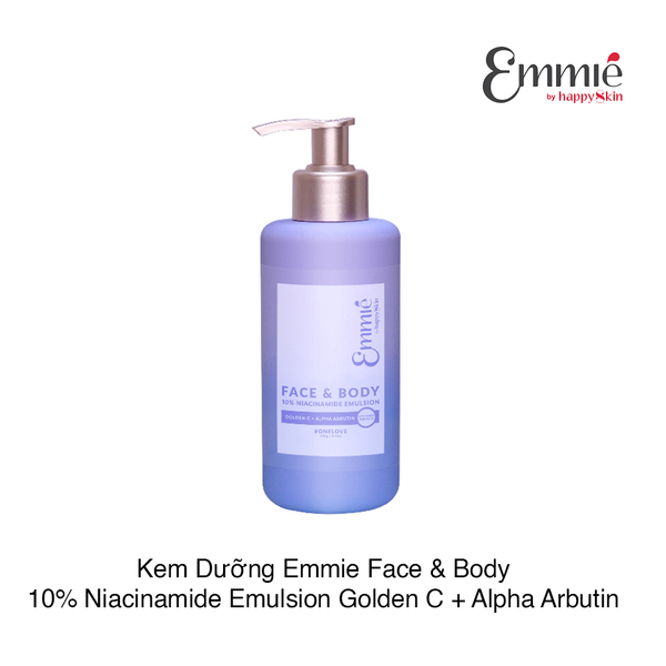 Kem Dưỡng Trắng Da Cổ & Toàn Thân Emmie Face & Body 10% Niacinamide Emulsion Golden C + Alpha Arbutin 230g (Hộp)