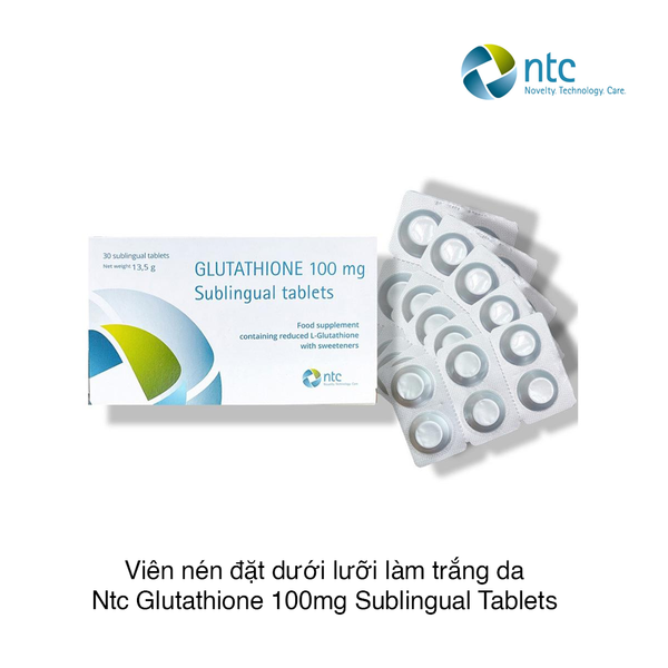 Viên nén đặt dưới lưỡi làm trắng da Ntc Glutathione 100mg Sublingual Tablets (30 viên x 13.5)