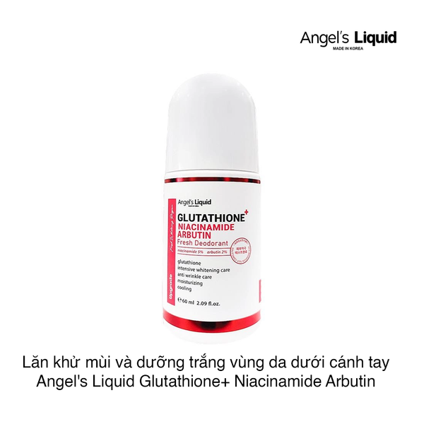 Lăn khử mùi và dưỡng trắng vùng da dưới cánh tay Angel's Liquid Glutathione+ Niacinamide Arbutin Fresh Deodorant 60ml (Hộp)