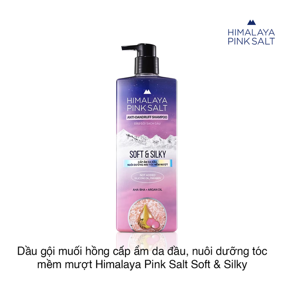 Dầu gội muối hồng cấp ẩm da đầu, nuôi dưỡng tóc mềm mượt Himalaya Pink Salt Soft & Silky 650ml (Chai)