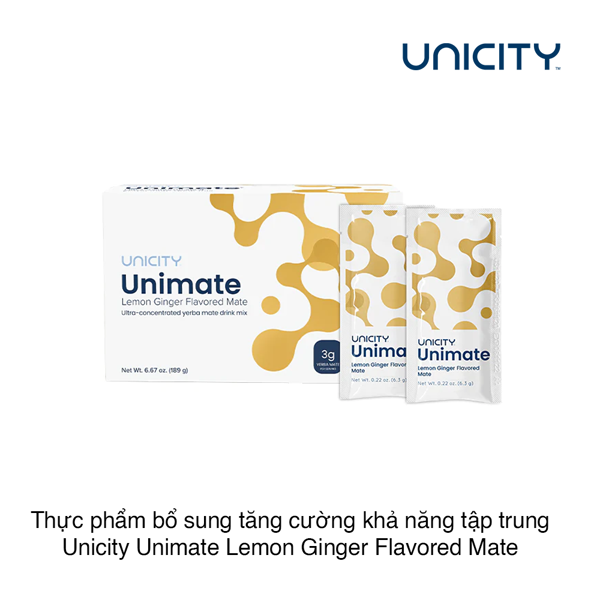 Thực phẩm bổ sung tăng cường khả năng tập trung Unicity Unimate Lemon Ginger Flavored Mate 189g (6.3g x 30 gói)