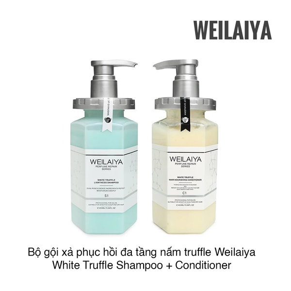 Bộ gội xả phục hồi đa tầng nấm truffle Weilaiya White Truffle Lightness Shampoo + Hair Nourishing Conditioner (450ml x 2)