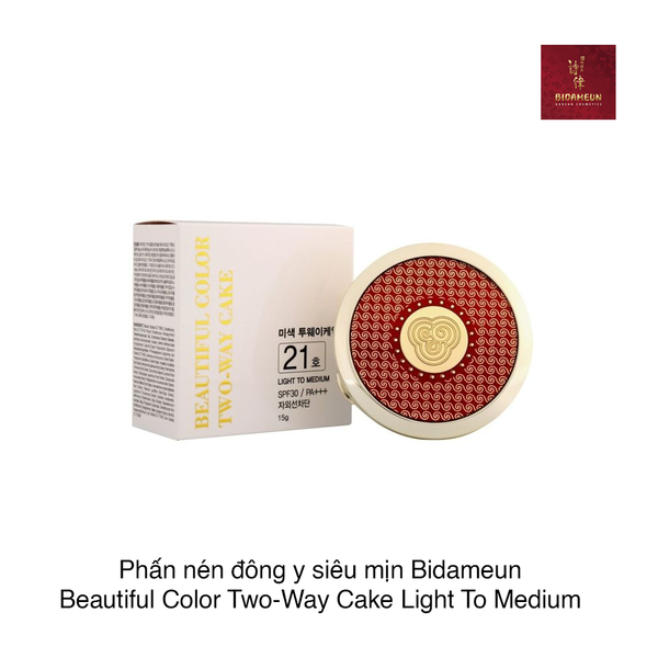 Phấn nén đông y siêu mịn Bidameun Beautiful Color Two-Way Cake Light To Medium SPF30 15g #21