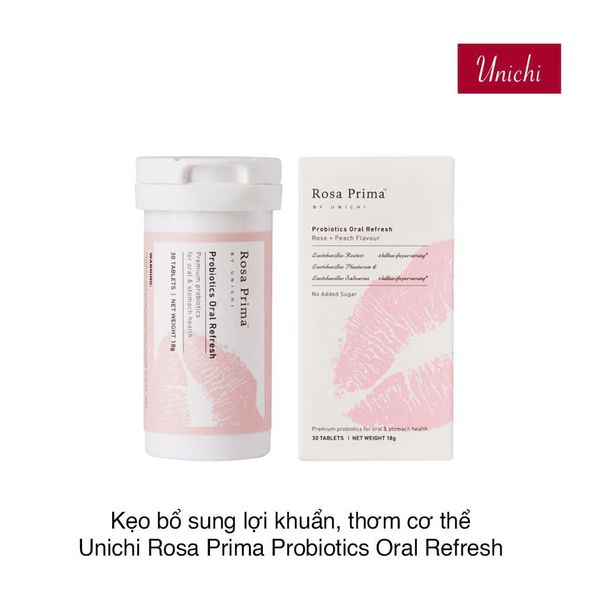 Kẹo bổ sung lợi khuẩn, thơm cơ thể Unichi Rosa Prima Probiotics Oral Refresh (30 viên)