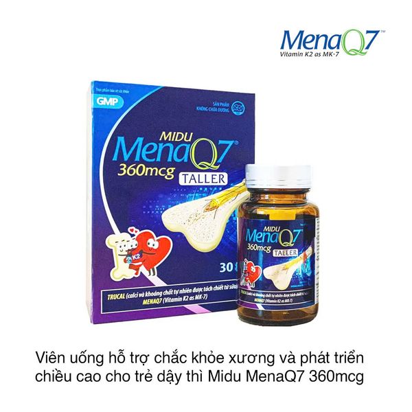 Viên uống hỗ trợ chắc khỏe xương và phát triển chiều cao cho trẻ dậy thì Midu MenaQ7 360mcg (30 viên)
