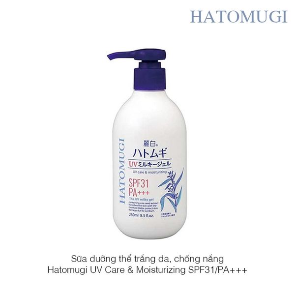 Sữa dưỡng thể trắng da chống nắng Hatomugi UV Care & Moisturizing SPF31/PA+++