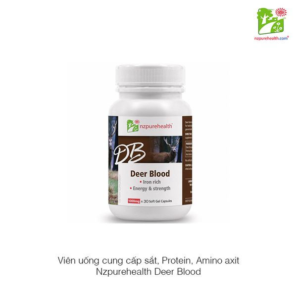 Viên uống bổ máu, cung cấp sắt, Protein, Amino axit Nzpurehealth Deer Blood 1000mg