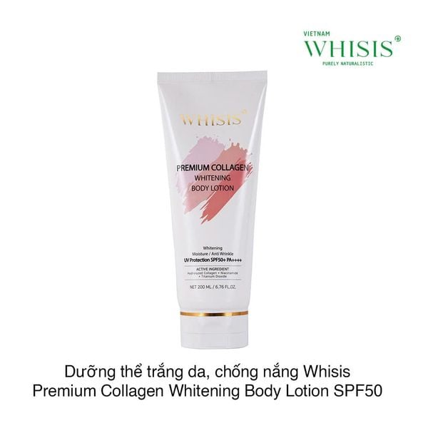 Dưỡng thể trắng da, chống nắng Whisis Premium Collagen Whitening Body Lotion SPF50 200ml