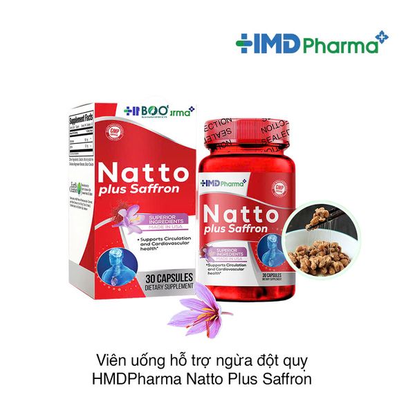 Viên uống hỗ trợ ngừa đột quỵ HMDPharma Natto Plus Saffron (30 viên)