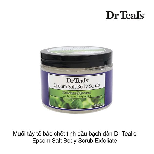 Muối tẩy tế bào chết toàn thân tinh dầu bạch đàn Dr Teal's Epsom Salt Body Scrub Exfoliate&Renew With Eucalyptus & Spearmint 454g