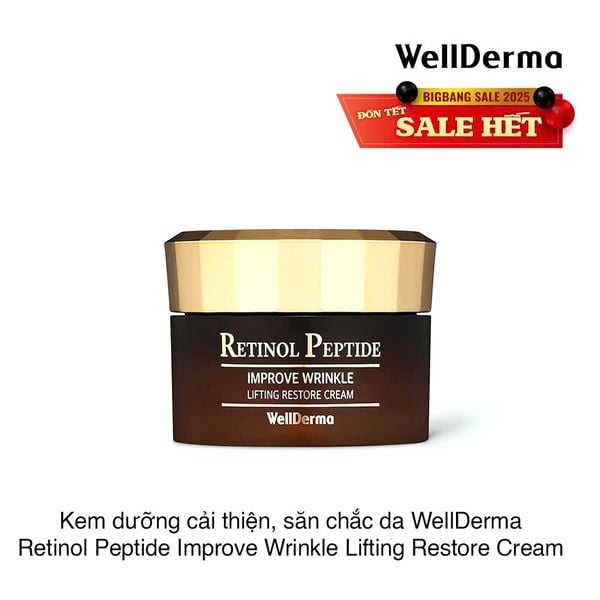 Kem dưỡng cải thiện nếp nhăn, săn chắc da WellDerma Retinol Peptide Improve Wrinkle Lifting Restore Cream 50g