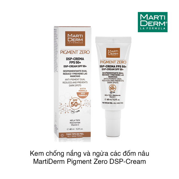 Kem chống nắng và ngừa các đốm nâu MartiDerm Pigment Zero DSP-Cream SPF50 40ml (Hộp)