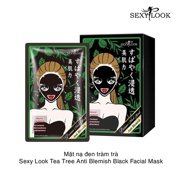 Mặt nạ đen tràm trà Sexy Look Tea Tree Anti Blemish Black Facial Mask