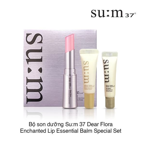 Bộ son dưỡng Su:m 37 Dear Flora Enchanted Lip Essential Balm Special Set #Pink (3 món)