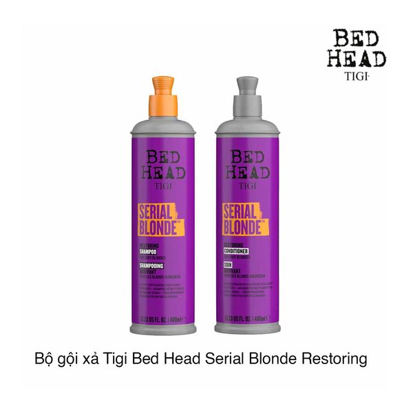 Bộ gội xả Tigi Bed Head Serial Blonde Restoring (970ml x 2)(Tím) (Set 2)