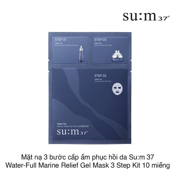 Mặt nạ 3 bước cấp ẩm phục hồi da Su:m 37 Water-Full Marine Relief Gel Mask 3 Step Kit 10 miếng