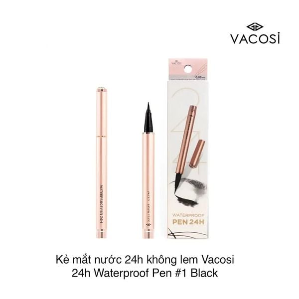 Kẻ mắt nước 24h không lem Vacosi 24h Waterproof Pen #1 Black