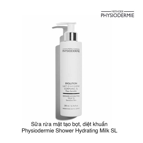 Sữa rửa mặt tạo bọt, diệt khuẩn Physiodermie Shower Hydrating Milk SL 200ml