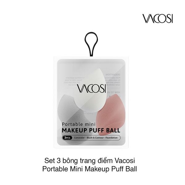 Set 3 bông trang điểm Vacosi Portable Mini Makeup Puff Ball