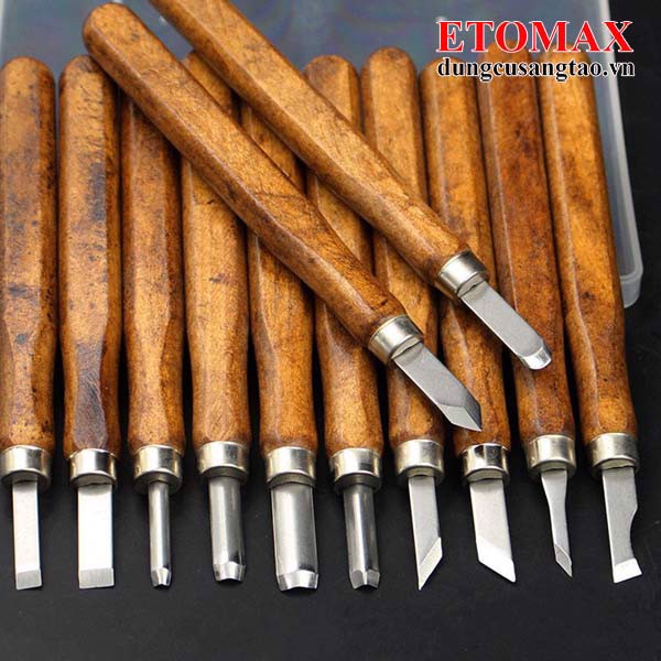 Bộ 12 dao khắc, đục tiện gỗ đa năng cao cấp