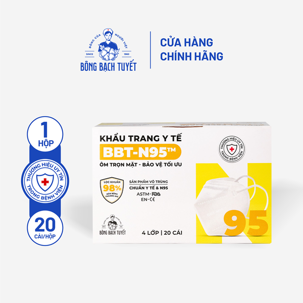 Khẩu Trang Bông Bạch Tuyết N95 Trắng (20 cái/hộp)
