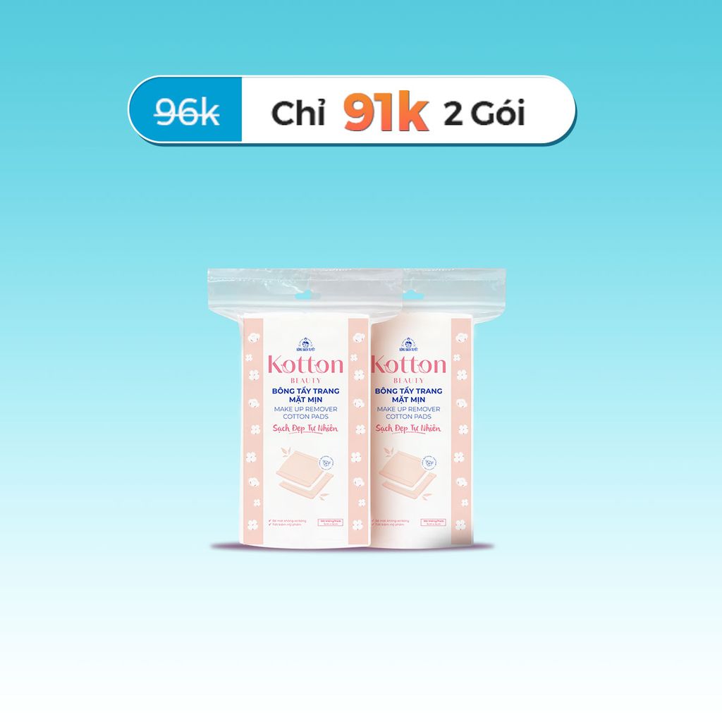 combo 2 gói bông tẩy trang 180 miếng bề mặt mịn Kotton Beauty