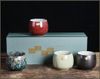 Bộ chén trà cao cấp hộp quà tặng gốm sứ phong cách nhật bản tách trà lò nung cổ điển retro