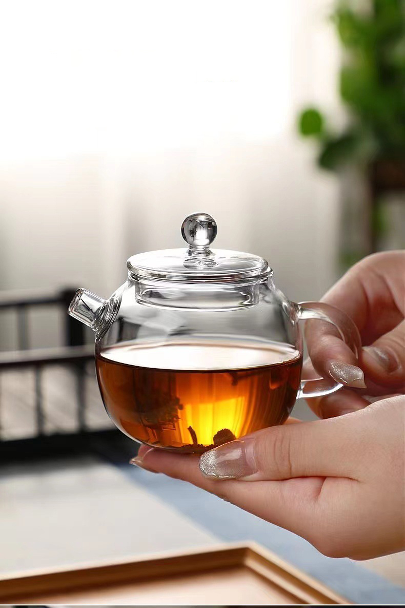 Ấm trà thủy tinh ngọc trai nhỏ để pha trà hoa khả năng chịu nhiệt tốt