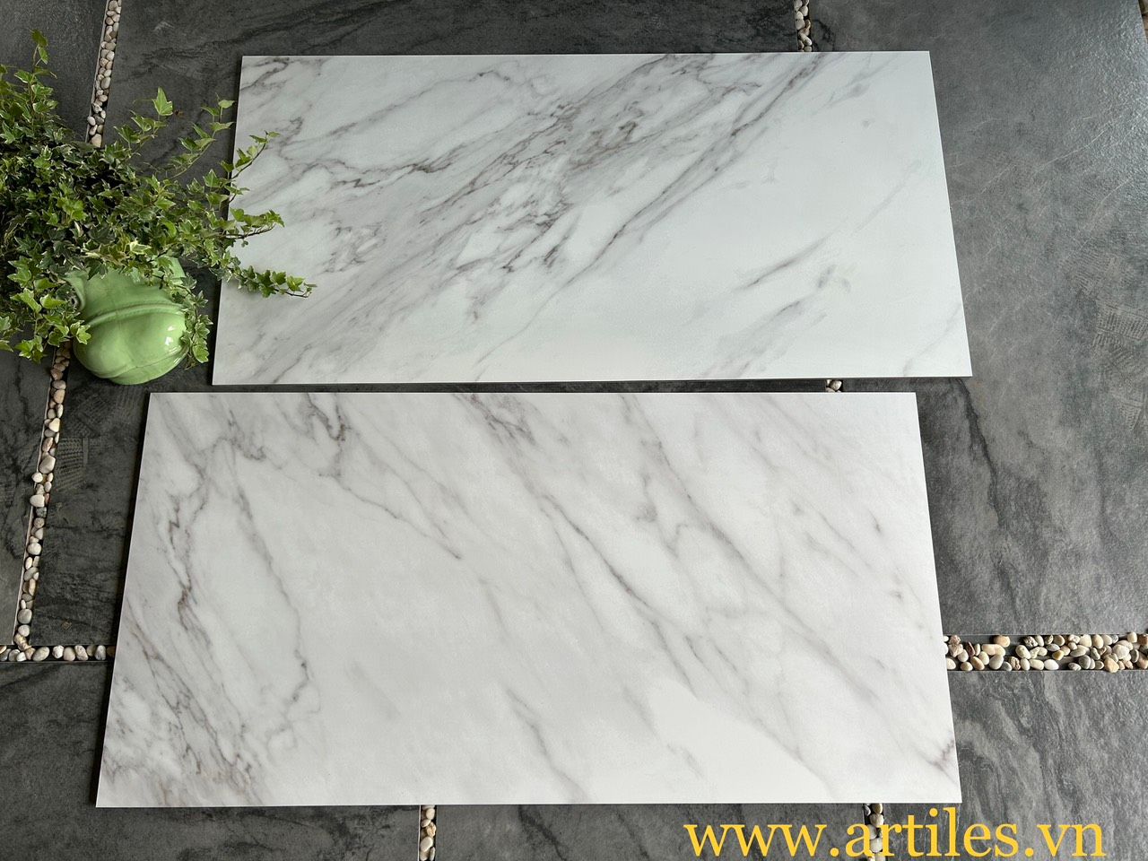 Gạch 60x120 màu trắng vân khói Marble