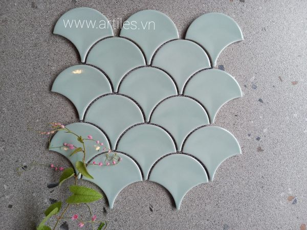 GẠCH MOSAIC VẢY CÁ MÀU XANH NHẠT
