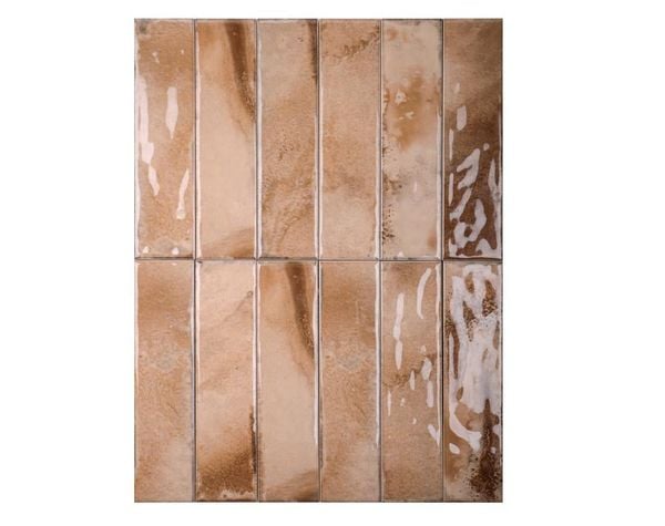Gạch thẻ men gốm màu nâu đất ( nâu đồng) ArtF19
