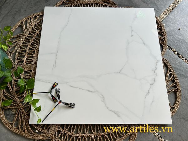 Gạch lát nền màu trắng vân khói 100x100cm Art5008
