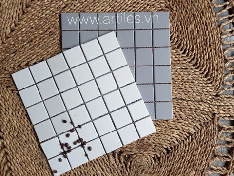  GẠCH HẠT VUÔNG MOSAIC MÀU TRẮNG 