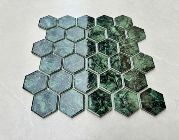 Gạch mosaic lục giác vân đá xanh rêu