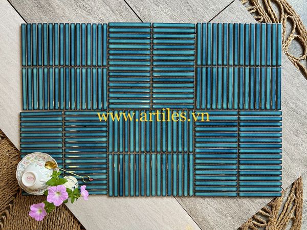 Gạch Mosaic Que Đũa Xanh Dương Đậm ArtM126