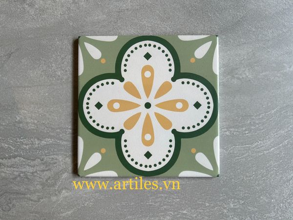 Gạch bông mai trắng nền xanh mint