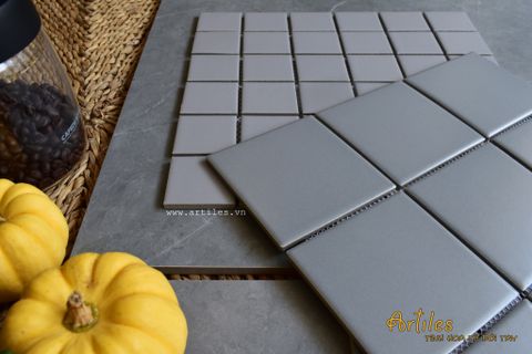  Gạch Mosaic 10x10 Men Mờ Màu Xám 