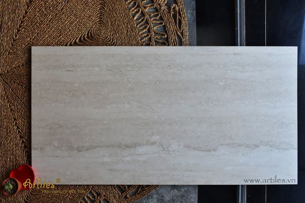 Gạch Vân Đá Travertine 60x120cm mờ màu kem màu beige Art6012 - M401