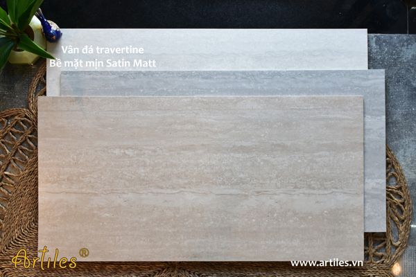 Gạch vân đá travertine 60x120cm màu nâu đất
