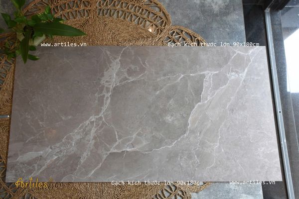 Gạch 90x180cm vân đá nâu xám mịn Art90180-AGrey
